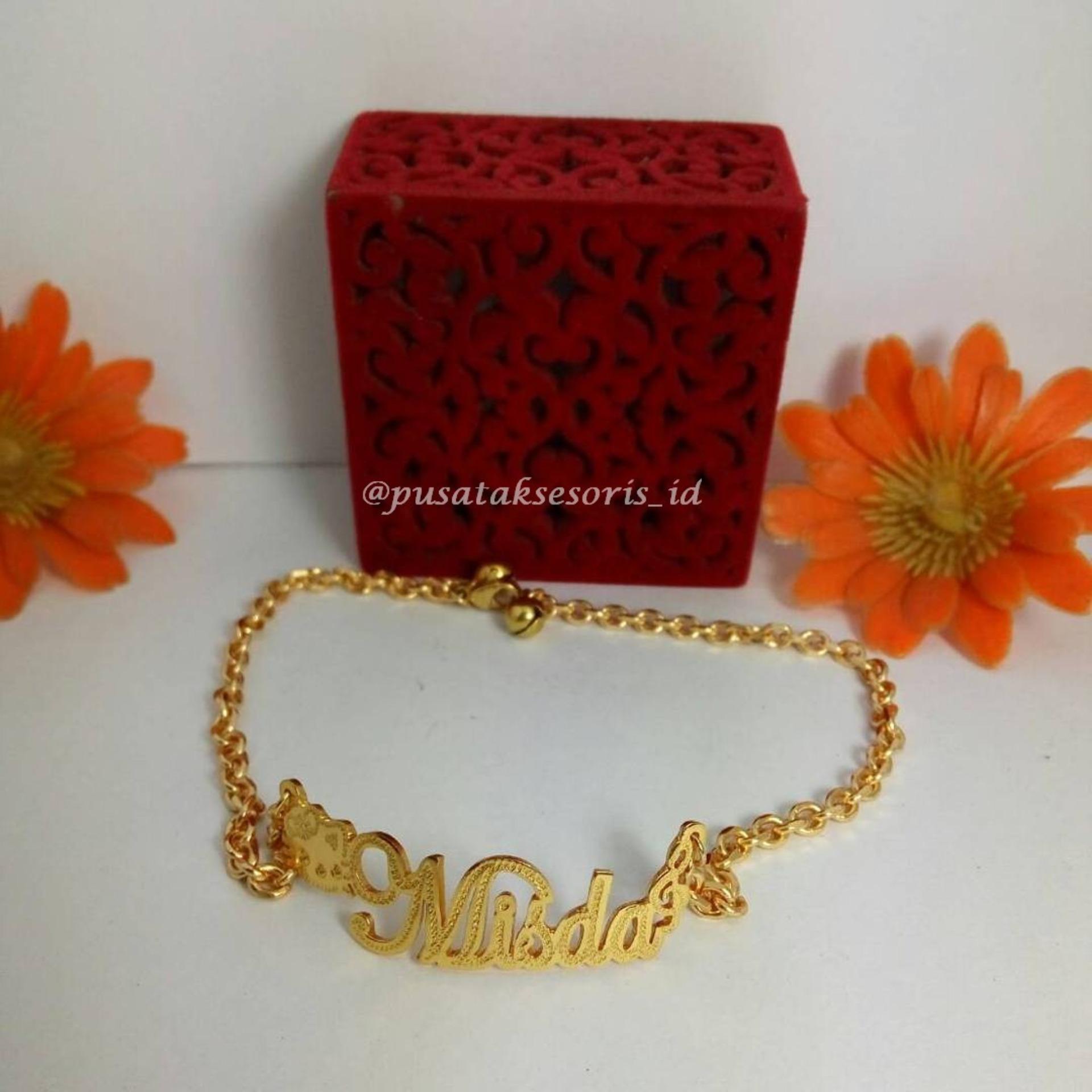 Jual Gelang Nama Gold Lapis Emas 24 Karat Bisa cetak sesuai nama