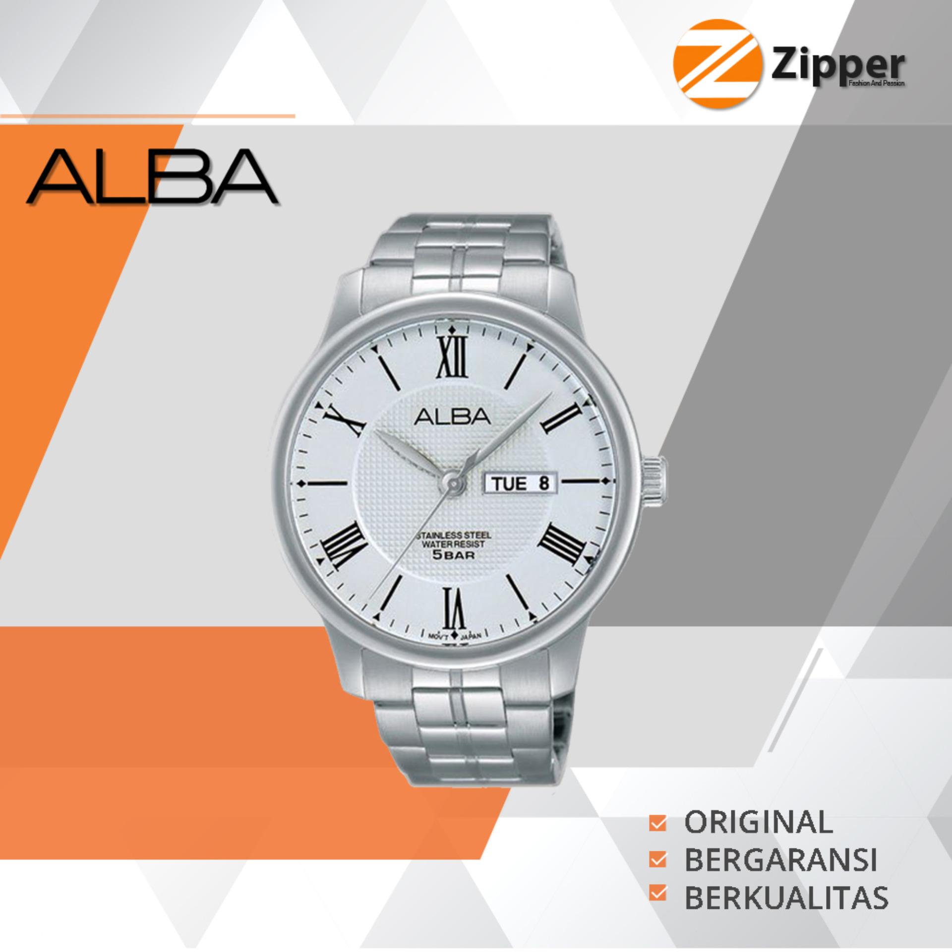 ALBA Jam Tangan Pria - Stainless Steel Strap - Quartz Movement - White Dial Patern - AV3295X1