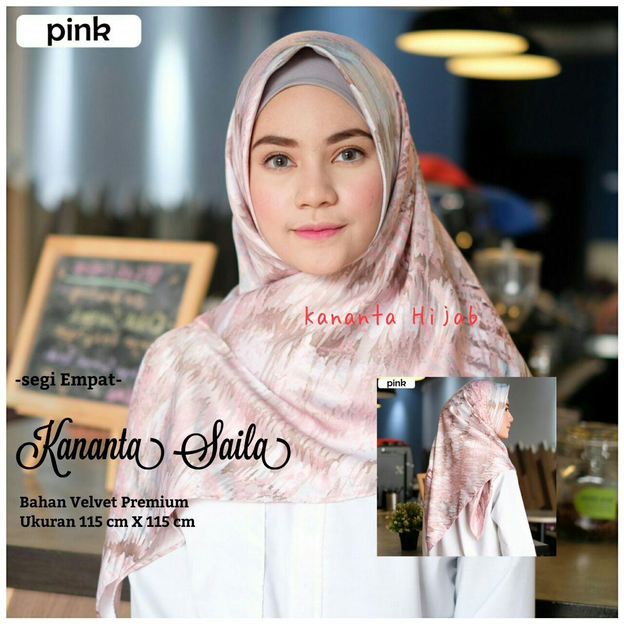 Kananta Hijab Segi Empat Motif / Jilbab Segi Empat Motif / Kerudung Segi Empat Motif / Square K-Calla / Bahan Kain Velvet Premium