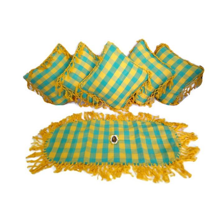 Ezpata Set (SBK) 5 Sarung Bantal Kursi +Taplak Meja Tamu Bahan Tenun Rumbai Motif Kotak-Kotak Ezpata Set (SBK) 5 Sarung Bantal Kursi +Taplak Meja Tamu Bahan Tenun Rumbai Motif Kotak-Kotak