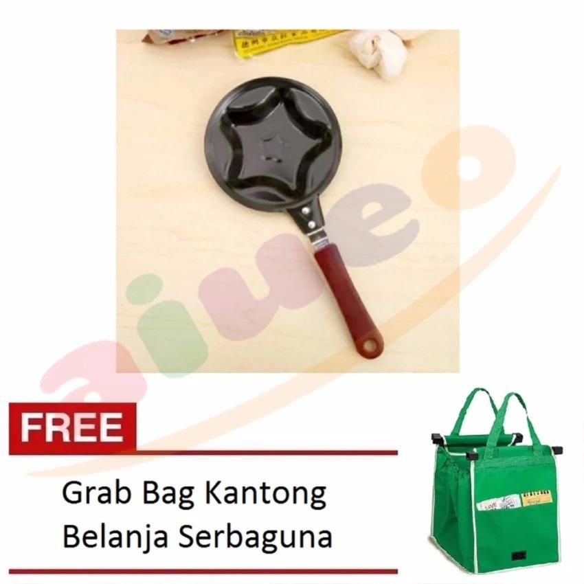 Ion Teflon Mini Non Stick Frying Fry Pan - Wajan Masak Karakter Anti Lengket Motif Star Bundling Grab Bag Kantong Belanja Serbaguna - 1 Pcs