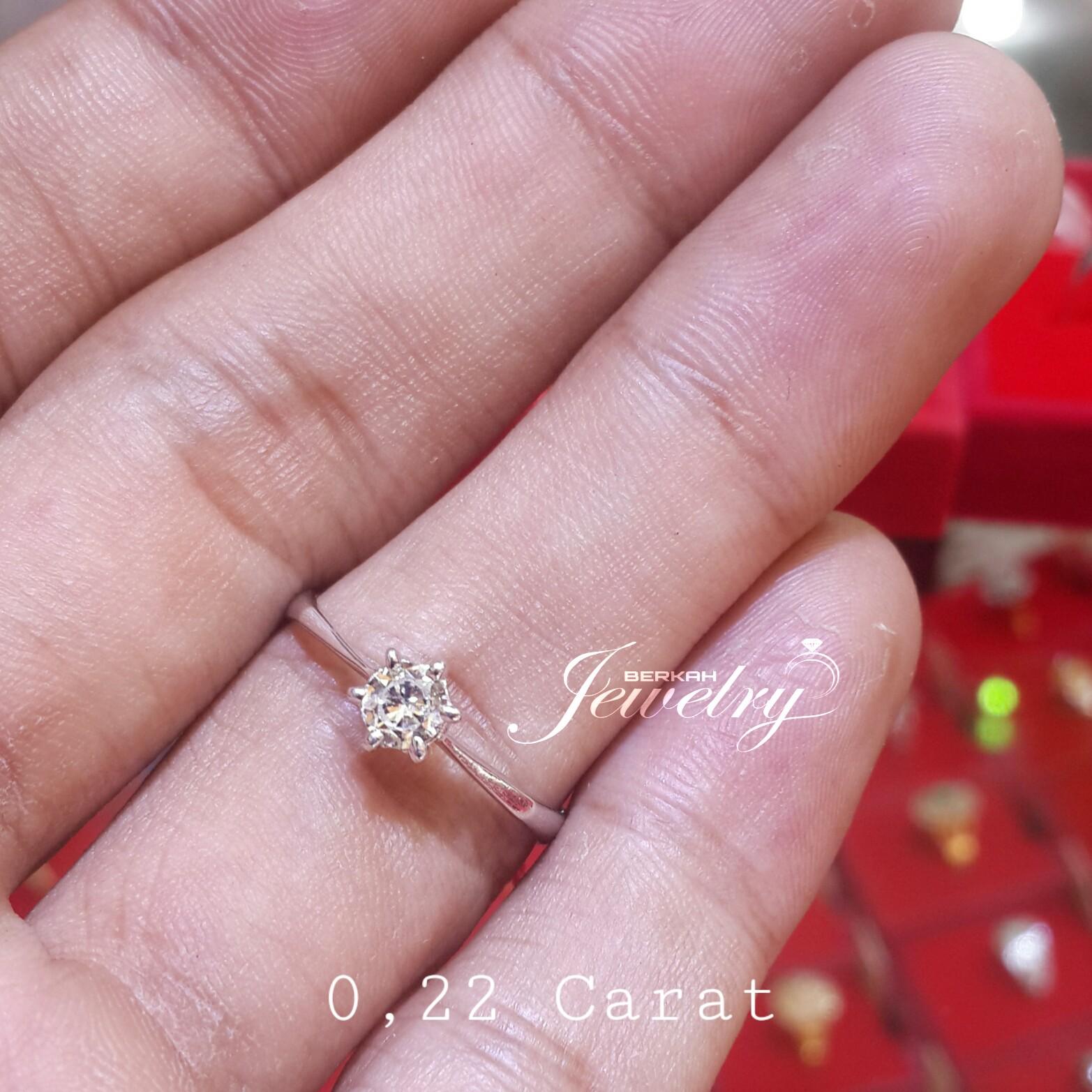 Cincin BERLIAN 0,22 Ct Natural Diamond Ring Solitaire Emas 40 %