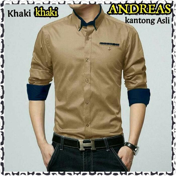 Kemeja Pria Andreas Khaki New