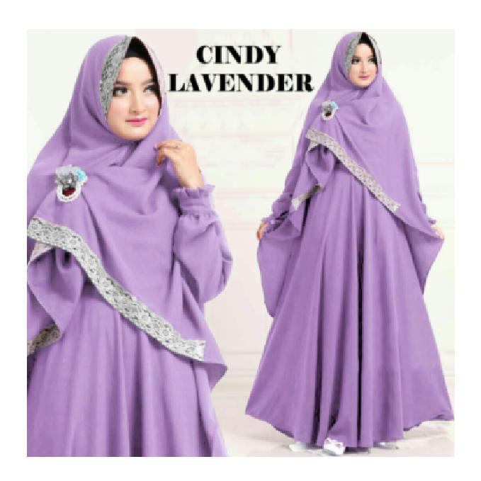 BAJU BUSANA MUSLIM GAMIS CINDY SYAR'I LAVENDER BERGO NO PED