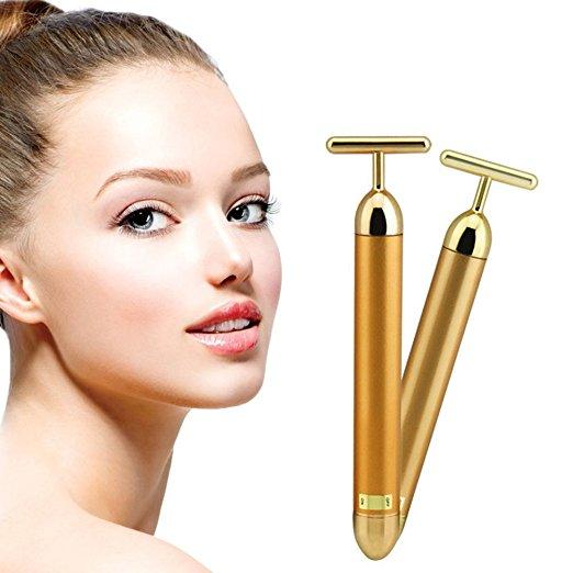 Mini 24K Gold Massage Apparatus Electric Eye Face Massager Fine Vibration Face Magic Wand Anti Bag Pouch Wrinkle Pen