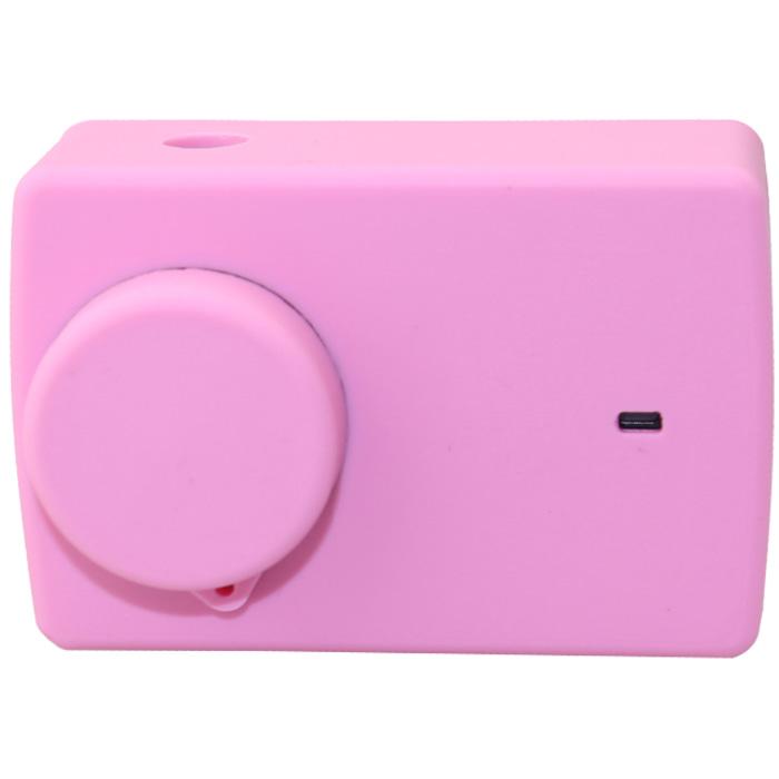 Action Camera Silicone Case + Lens Cover For Xiaomi Yi 2 4K - Rose