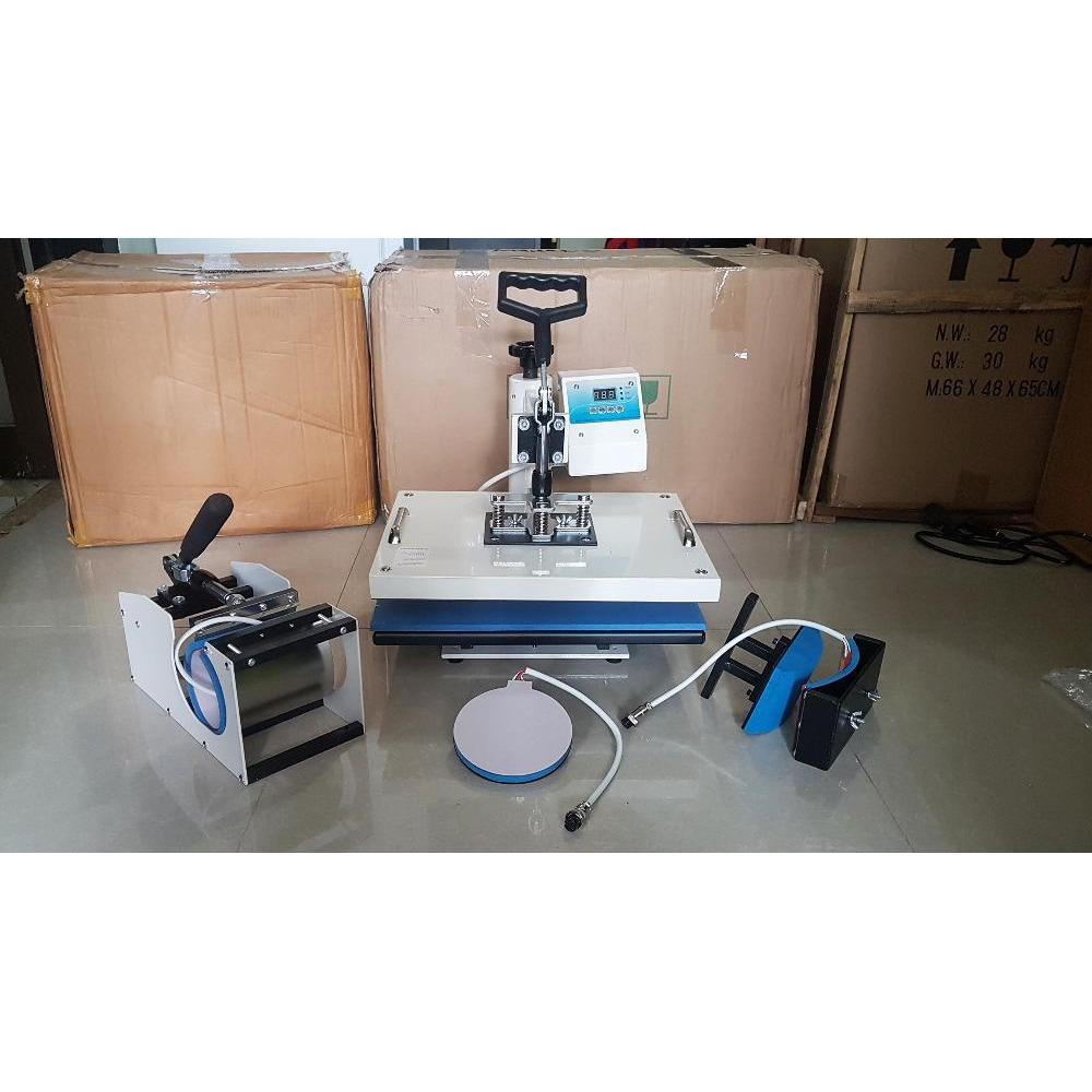 MESIN PRESS KAOS 5 IN 1 PUTIH ALAT SABLON TOPI MUG PIRING KERAMIK GELAS HEATPRES Digital Bahan Vinyl Polyflex Mesin Sablon Baju Digital