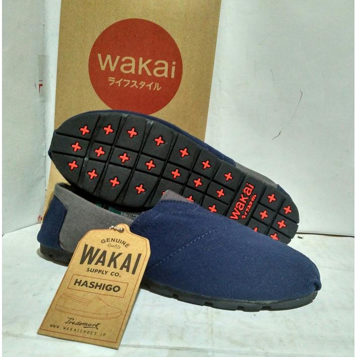 Grosir Slipon /Sepatu Wakai Navy Gray /Sepatu Wanita /Sepatu Laki