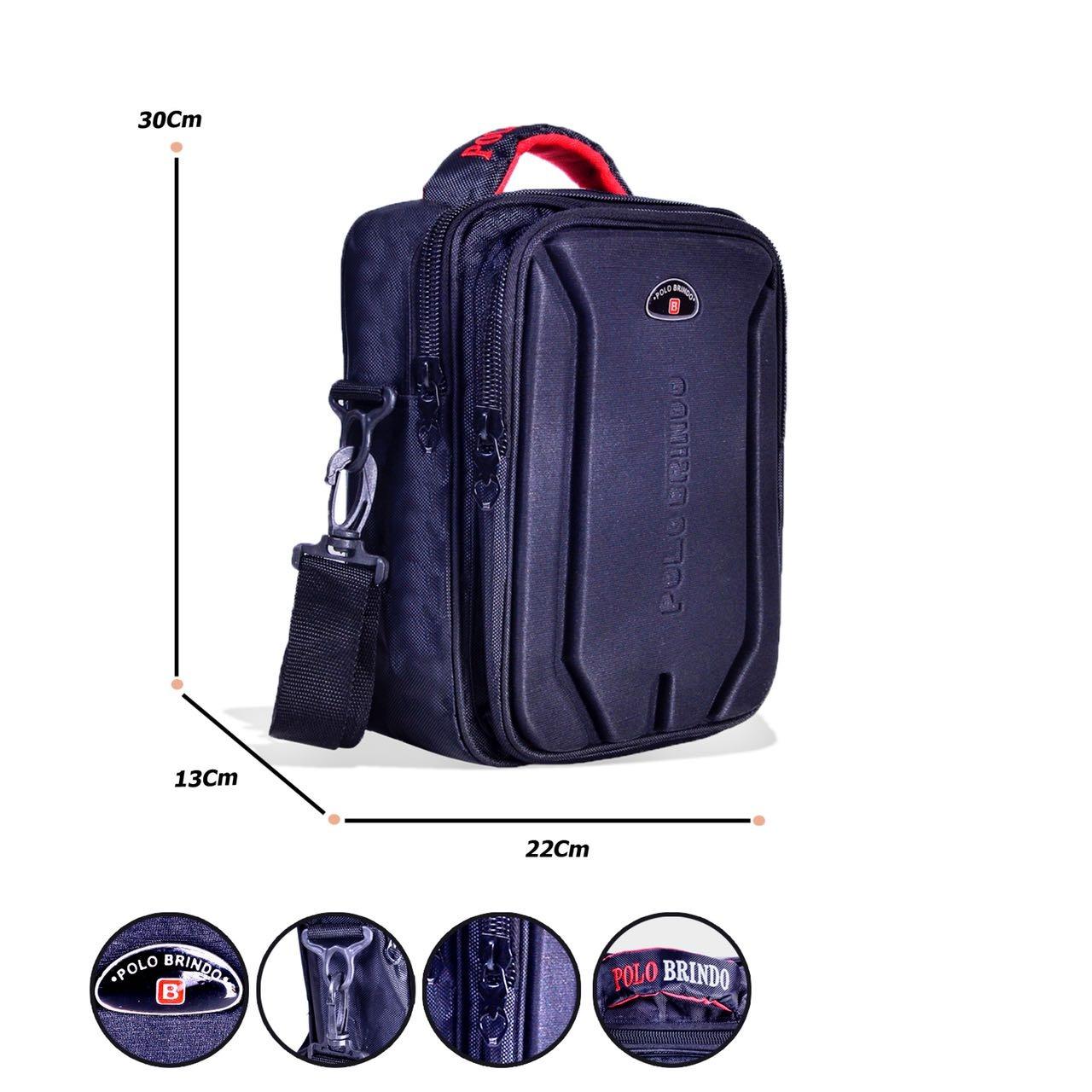 Tas Selempang Pria Polo Brindo Vintage 2 Line 9011 - ZV Multifungsi Messanger Bags Sling Bahu Embos Outdoor Travel Kuliah Jalan-Jalan Rekreasi Fashion Stylish Trendi Bag - Hitam