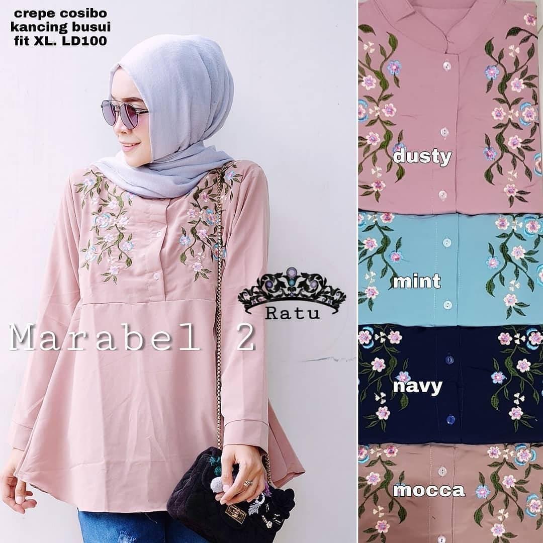Baju Muslim Original Blus Marabel Blouse Baju Panjang Wanita Pakaian Modis Casual Modern Baju Kerja Trendy Terbaru 2018 