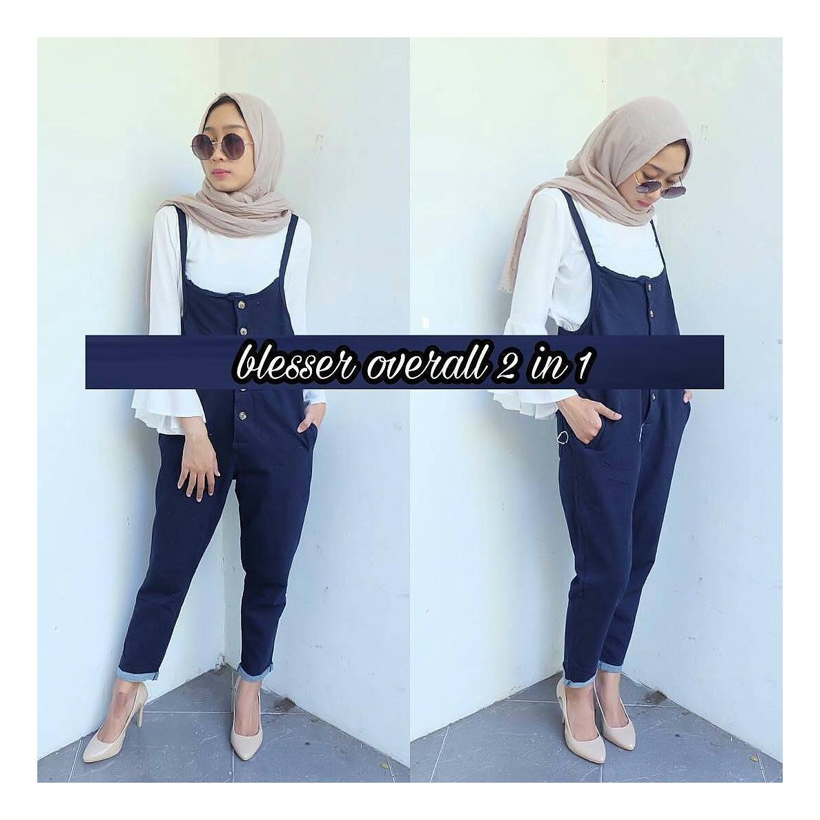 Setelan& Jumpsuit “ML BLESSER OVERALL 2IN1” Baju Panjang Muslim Hijab Modern Pakaian Wanita Trand Terbaru Murah Fashionable