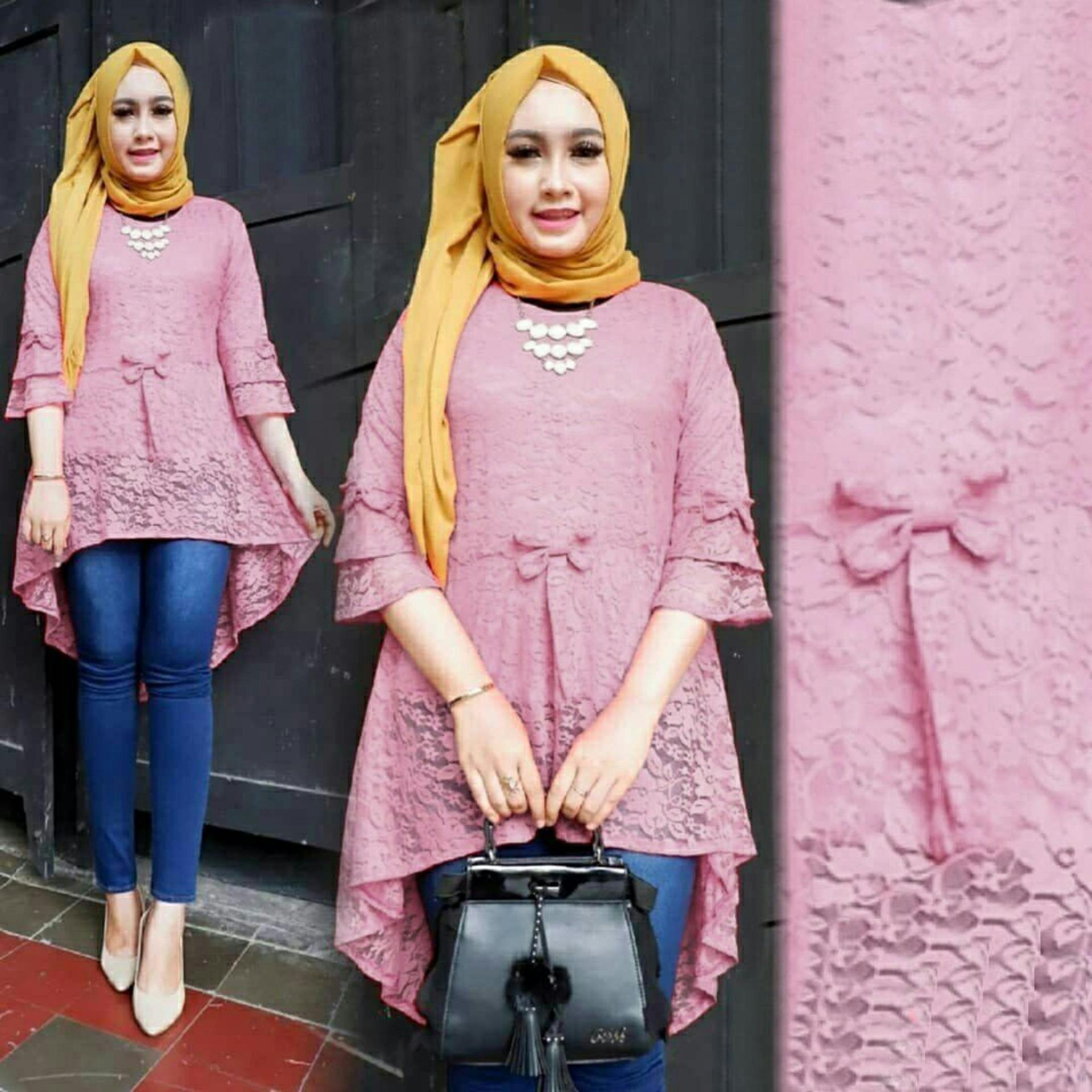 trendshopee Atasan Wanita Tunik Aisyah Brukat