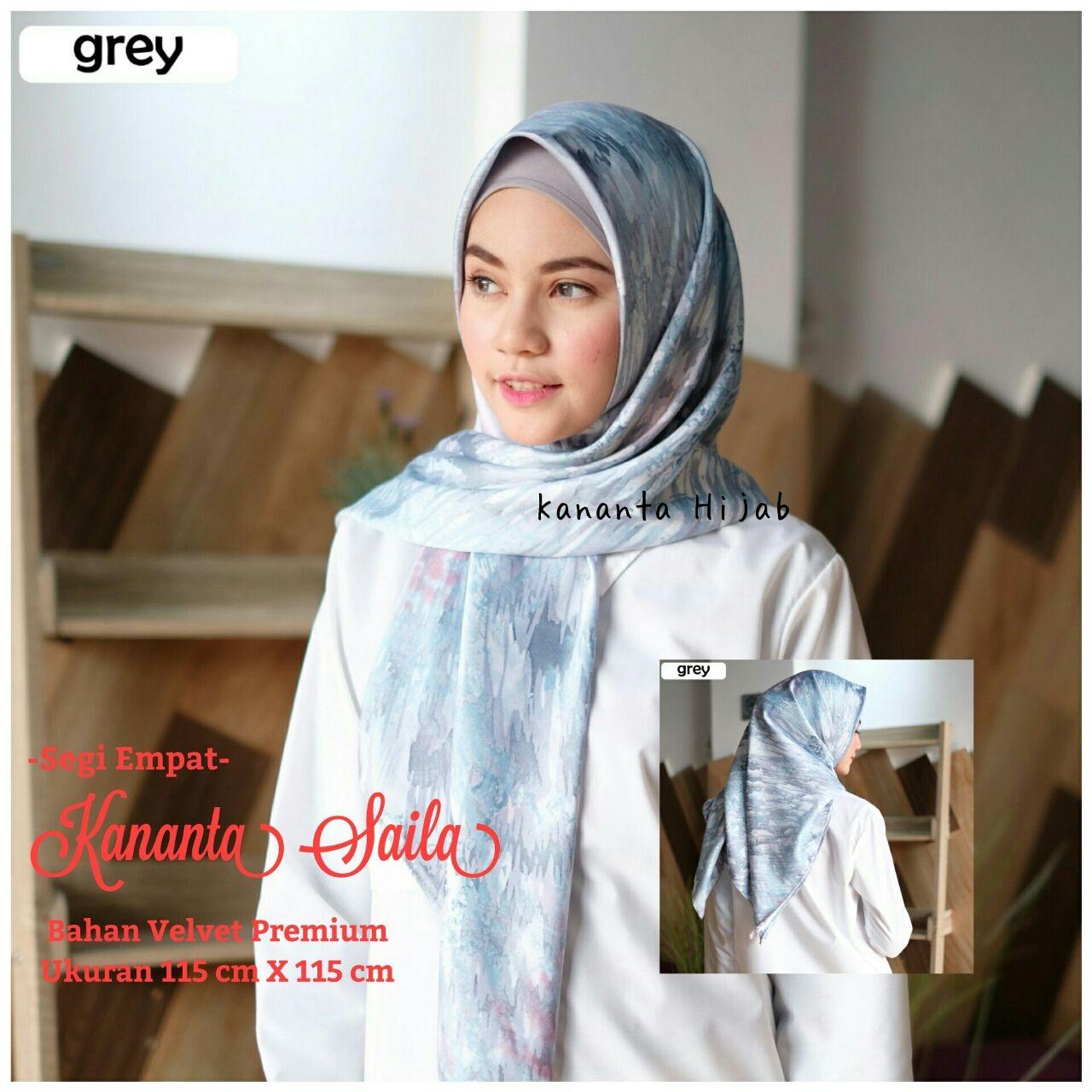 Kananta Hijab Segi Empat Motif / Jilbab Segi Empat Motif / Kerudung Segi Empat Motif / Square K-Calla / Bahan Kain Velvet Premium