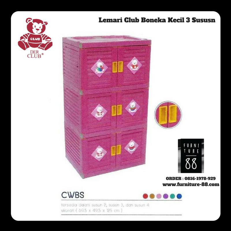 Lemari plastik Club Boneka Kecil 3 susun