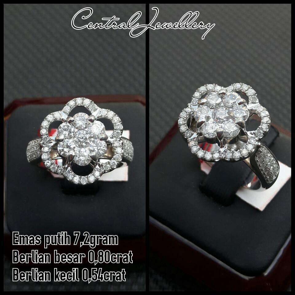 cincin berlian eropa cewe ring emas putih asli