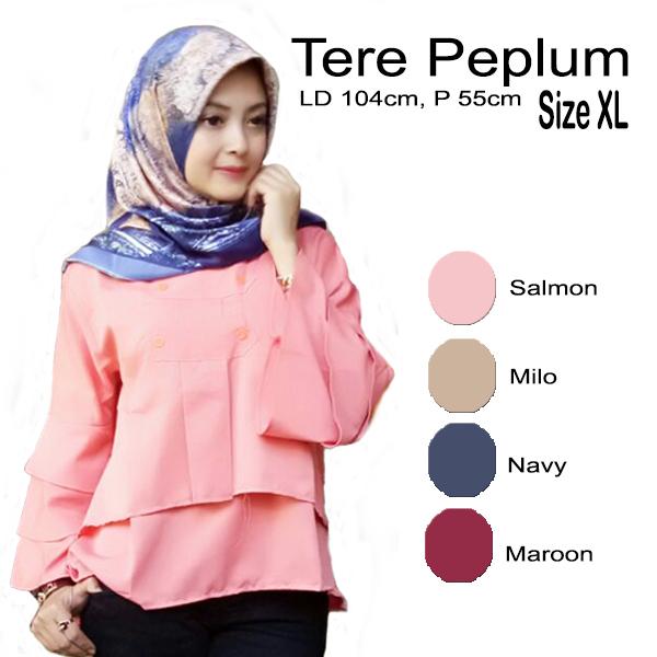 Baju Atasan Wanita Tere Peplum Blouse Tunik Baju Muslim
