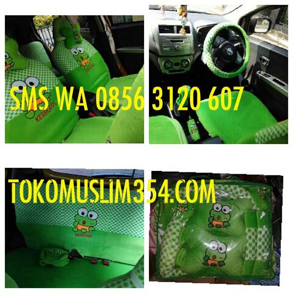 Tokomuslim354 Sarung Jok Bantal Mobil 18 in 1 Keroppi Agya Ayla Brio Headrest Menyatu (jok 2 baris)