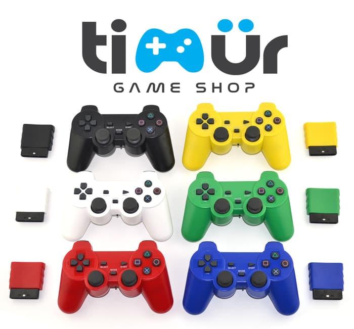 TERMURAH - Stick Stik PS2 Wireless Warna Merah Biru Putih Kuning Hijau