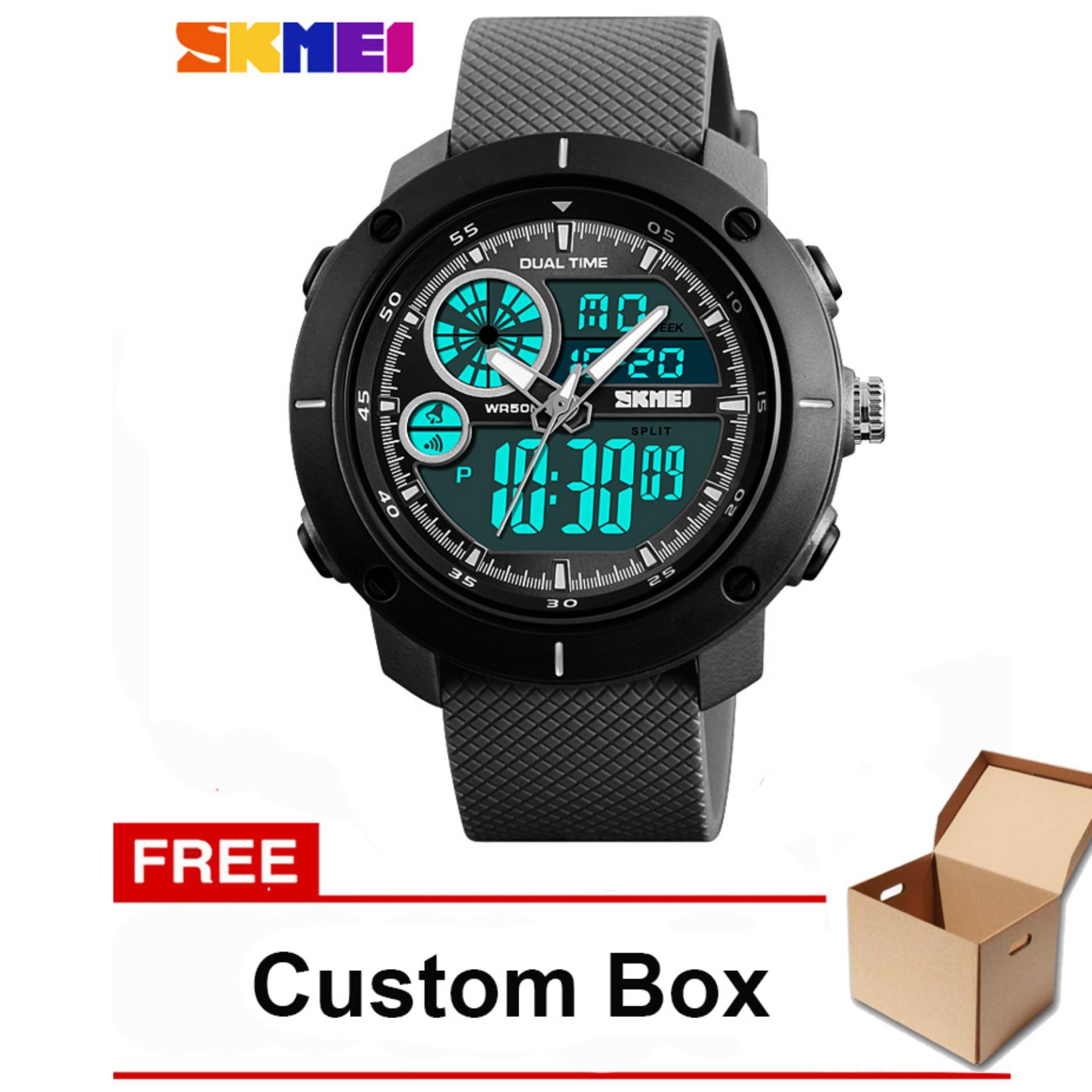 Kelebihan Skmei Dual Time Ad1016 Jam Tangan Pria Digital Analog SKMEI 1361 Jam Tangan Pria Sportwatch Dual Time Analog Digital Water Resistant 50M