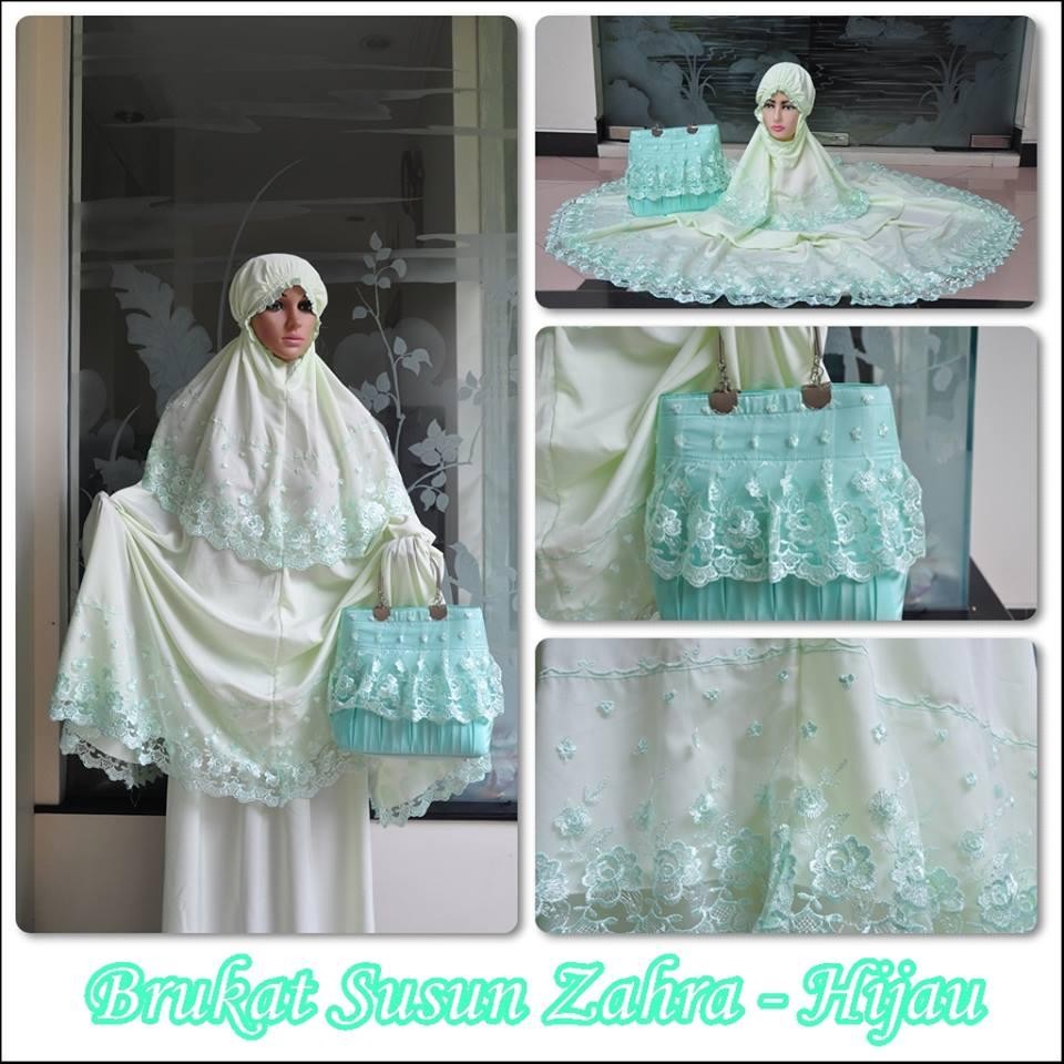 Best seller - MUKENA DEWASA BROKAT ZAHRA HIJAUbaju muslim wanita / baju muslimah / baju muslim wamita terbaru / baju muslim murah TERBARU!!