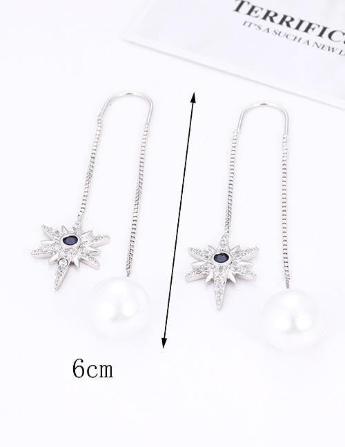Detail Gambar LRC Anting Tusuk Fashion Silver Color Star Shape Decorated Earrings Terbaru