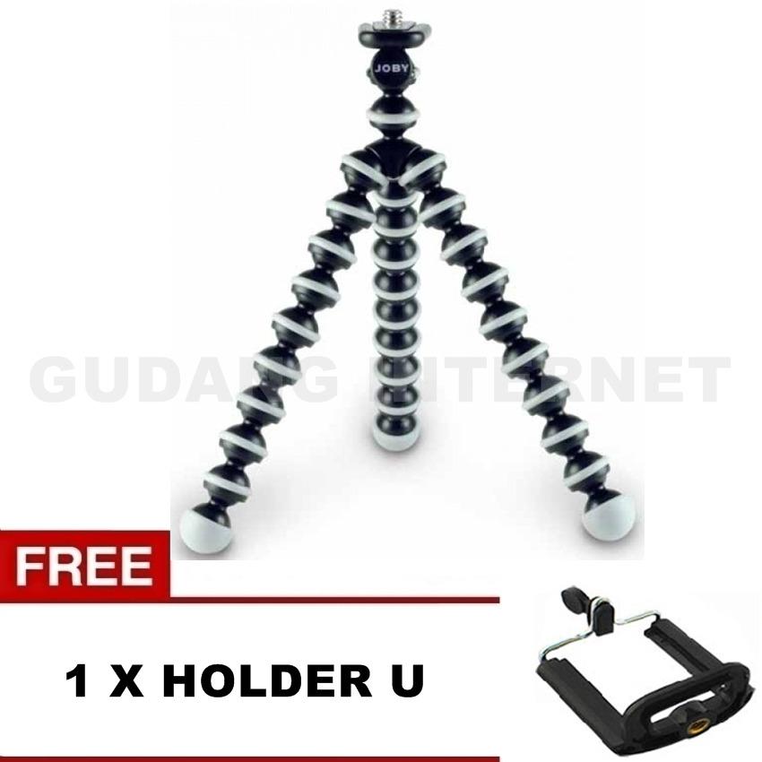 Tripod Gorilla Fleksibel Tripot Mini Vlog Camera Action Dslr / Hp (size S) - Hitam Putih Free Holder U
