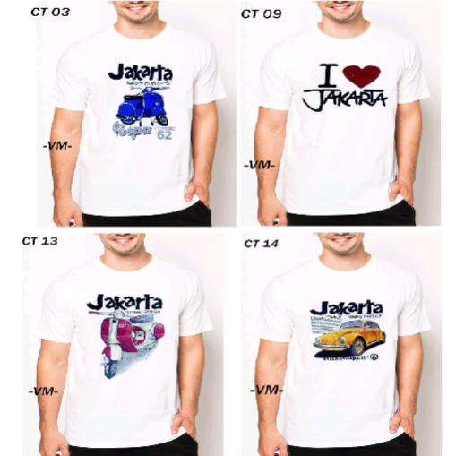 Detail Gambar Kaos Oleh-Oleh Khas Jakarta / Basic Men Tee / Banyak Gambar / Size all size random Terbaru