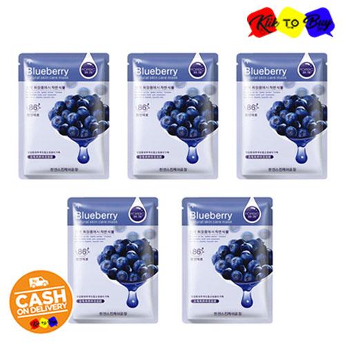 PAKET 5 Pcs - KTB Rorec Blueberry Natural 86% Skin Care Sheet Mask - Masker