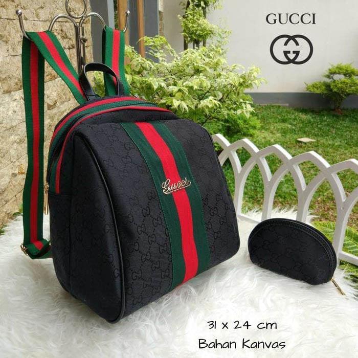 Tas Wanita Ransel Gucci Keren Lagi Hits Hotlist Kanvas Backpack Hitam