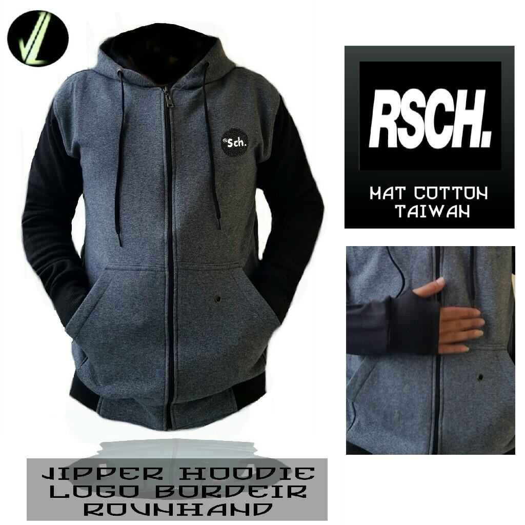 RSCH Raglan Abu Hitam Jaket Hoodie Zipper Murah Berkualitas