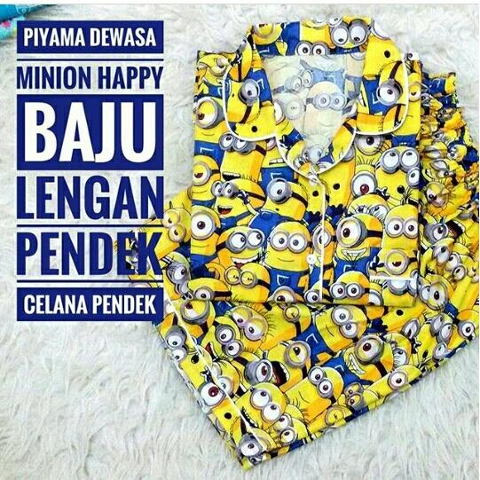 rgs store piyama baju tidur dewasa kartun minion small hot pant fit to M/L karakter baju tidur