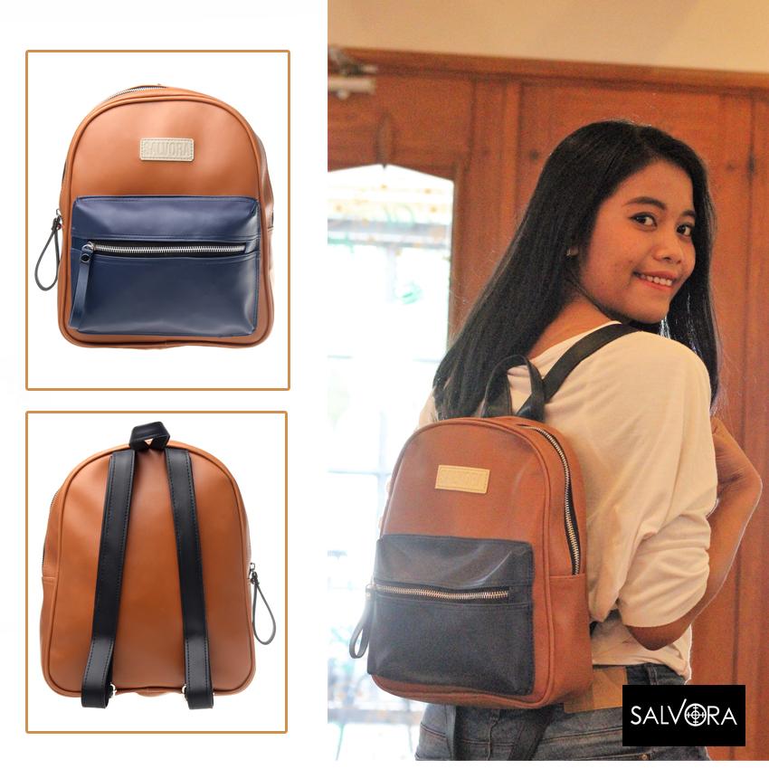 Salvora tas wanita / tas ransel wanita / tas ransel cewek / tas ransel wanita mini / tas ransel kulit/ tas wanita murah SV18 Coklat