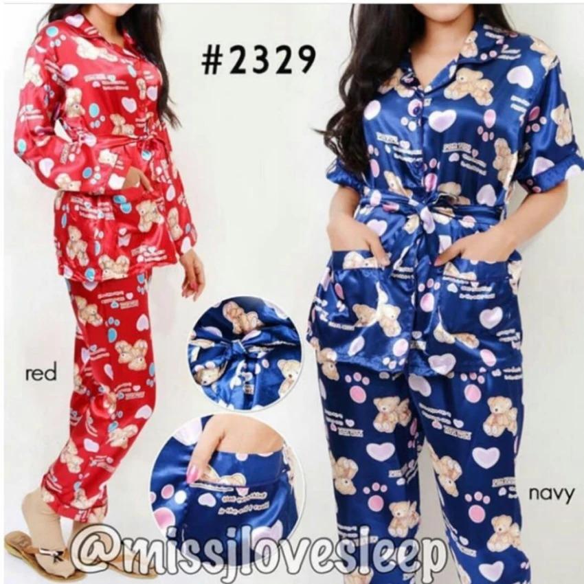 bang janu olshop Piyama satin/Piyama import/Piyama murah/Baju tidur adem/Piyama janet_LENGAN PENDEK