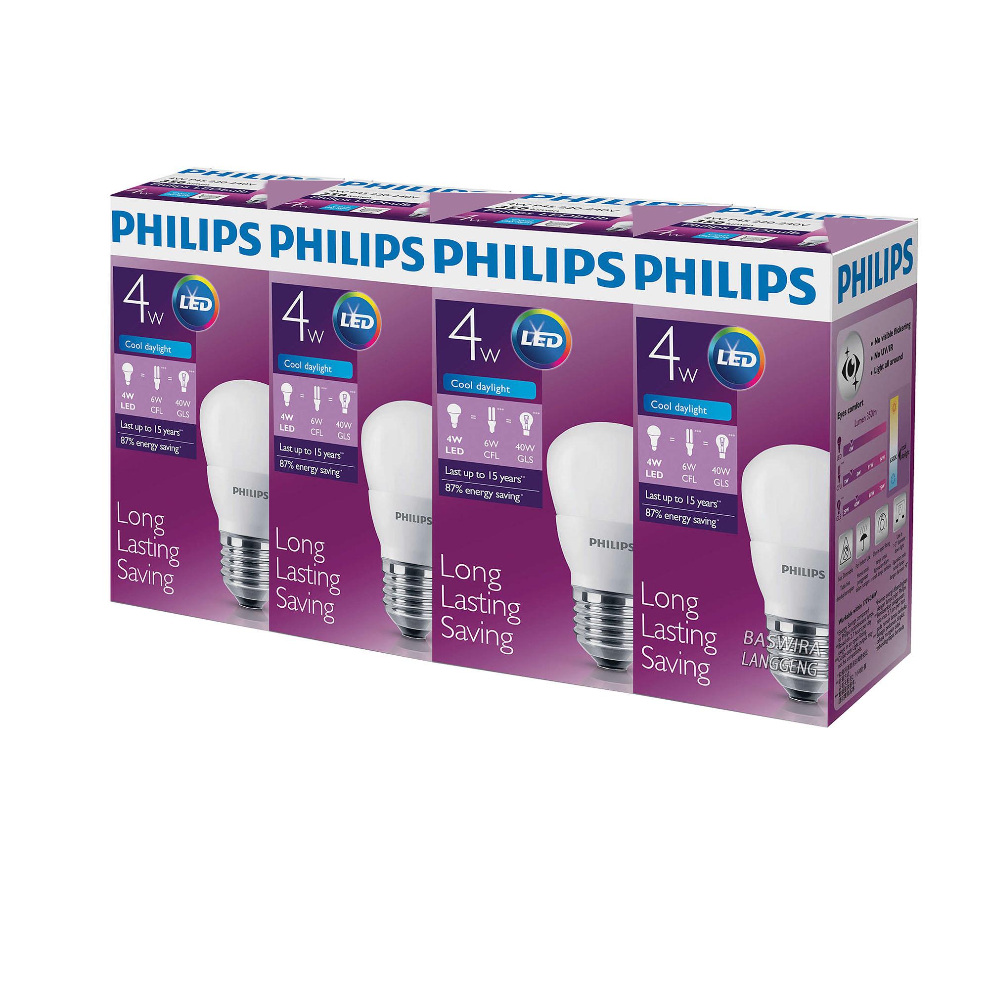 PHILIPS Lampu Led Bulb 4 Watt 4 W 4Wat 4W Putih Paket 4 Pcs - 2 ...