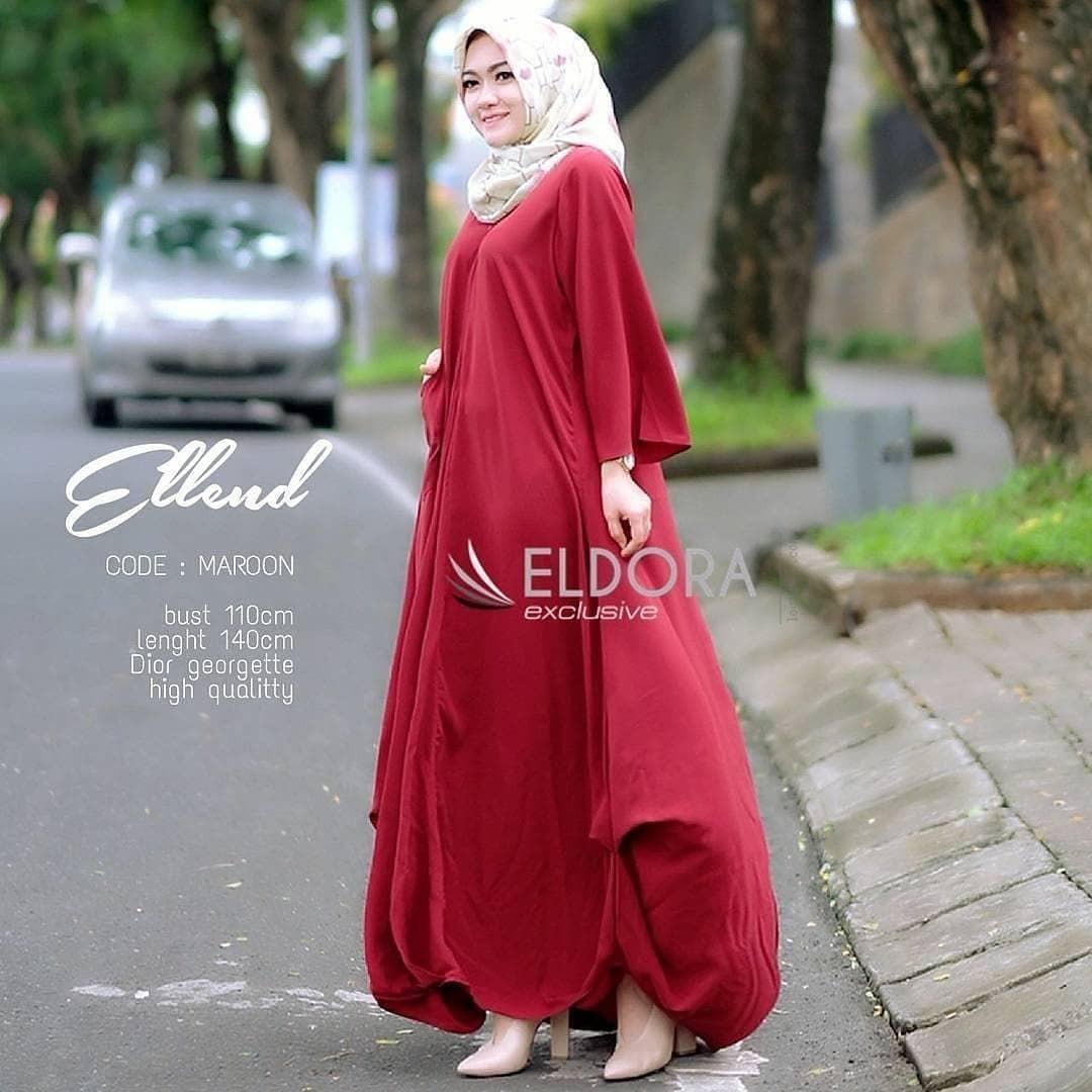 Baju Original Ellend Dress Balotely Gamis Muslim Modern Maxy Gaun Rok Panjang Wanita Muslimah Simple Trend 2018