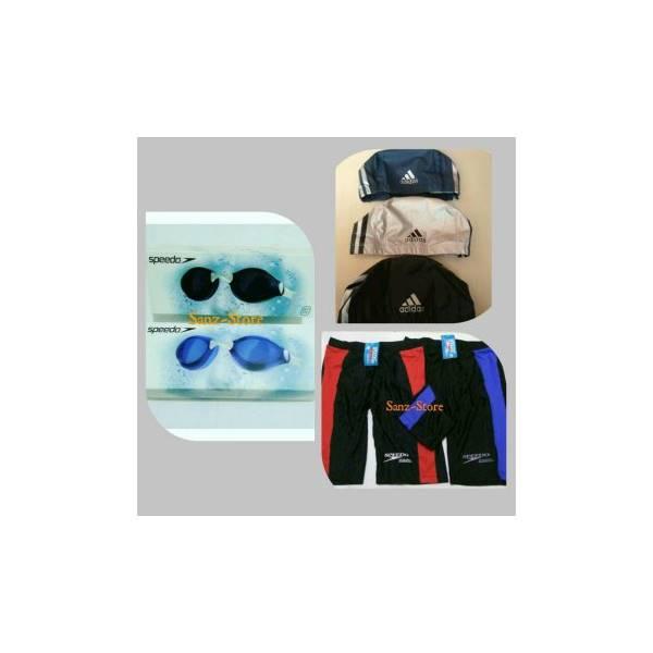 KACAMATA RENANG SPEEDO ORI + TOPI RENANG ADIDAS + CELANA RENANG SPEEDO