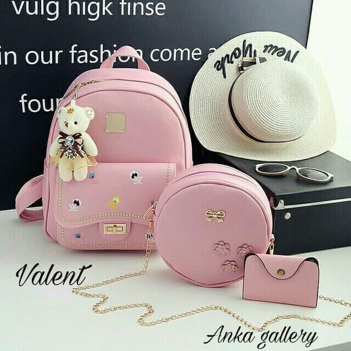 TERLARIS Tas Valent/tas Ransel Kekinian/tas Wanita Murah/tas Backpack Beranak 3 - Merah Muda - BkeXLypN Januari 2019 - 2 TERLARIS tas valent/tas ransel kekinian/tas wanita murah/tas backpack beranak 3 - Merah Muda - BkeXLypN - 2