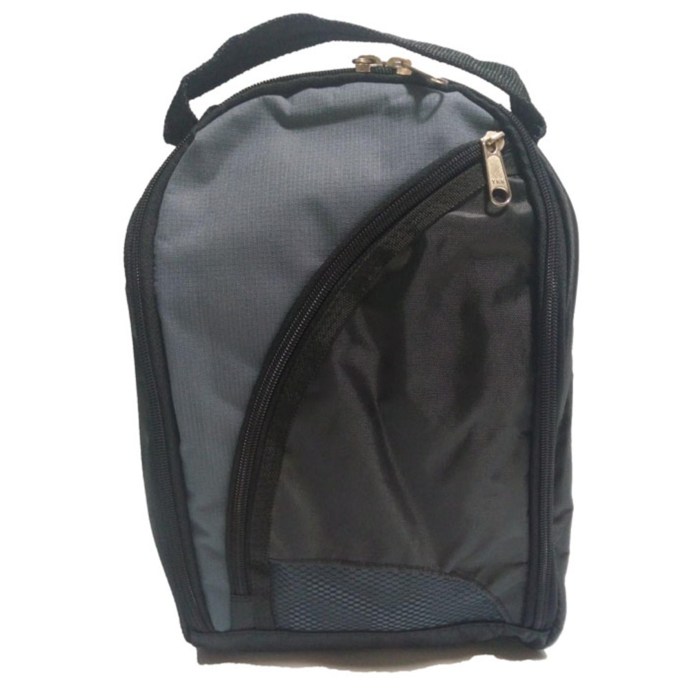 Emwe TSO Travelling Shoes Organizer (Tas untuk tempat sepatu, sandal dan kaos kaki travel berpergian traveling out door kantor )gym sepatu futsal olahraga, sepak bola, sport bag, badminton, running tennis - Hitam-AbuTua