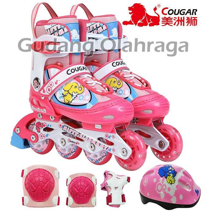 Sepatu Roda COUGAR COMBO SET Inline Skate PINK Karakter