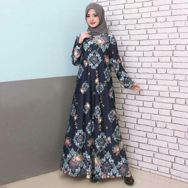 Baju Gamis Wanita Jumbo Motif Batik Bunga