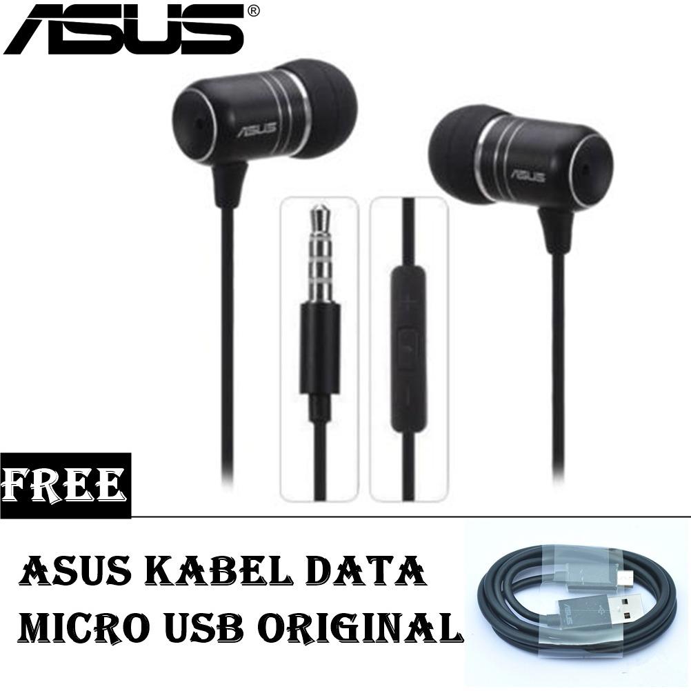 ASUS Handsfree/Headset ZenEar 2 With Mic and Remote Original + FREE Asus Kabel Data Micro USB Original