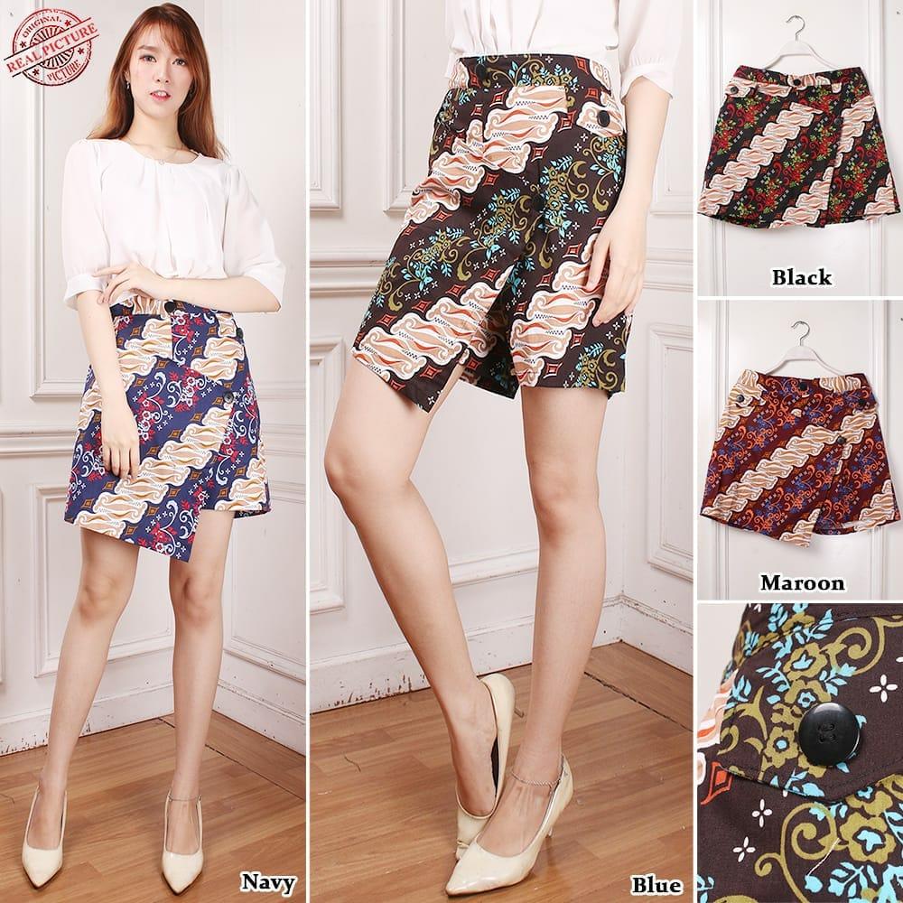 SB Collection Celana Pendek Resi Hotpants Rok Batik Casual Jumbo Wanita All Size Tersedia 4 Warna
