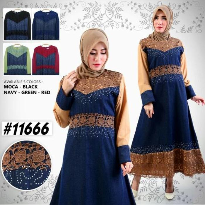 GAMIS DENIM KOMBINASI BURKAT 11666