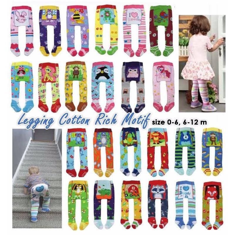 Catton Rich Legging Bayi Tutup Kaki Mix Motif 0-12 Months 1Pcs - Legging Untuk Bayi Celana Panjang untuk Bayi Legging Anak Legging Lucu Legging Unik