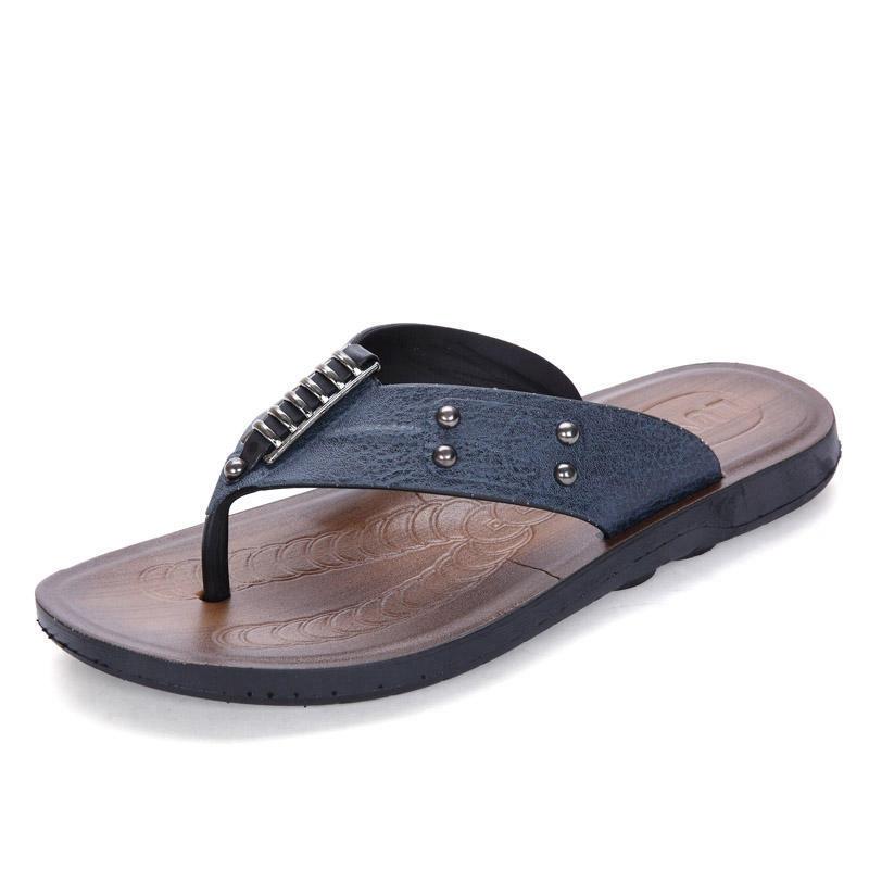 Fashion Plastik Orang Menyeret Pria Santai Sendal Sandal Jepit (Biru)