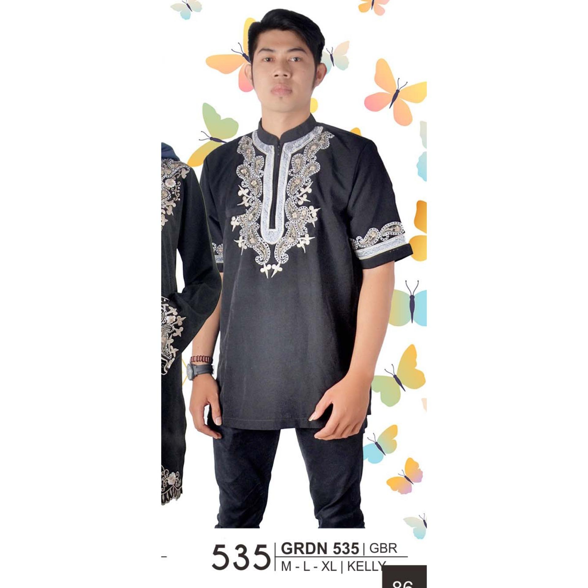 GIARDINO GRDN 535 FASHION DEWASA BAJU MUSLIM PRIA - bahan KELLY - SERASI DAN MODIS (HITAM)