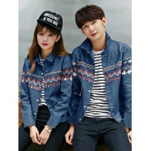 PROMO BAJU - SUPPLIER GROSIR 11666 JAKET COUPLE PASANGAN PRIA WANITA DEWASA LENGAN PANJANG WARNA BIRU MURAH GROSIR KEKINIAN BAHAN DENIM