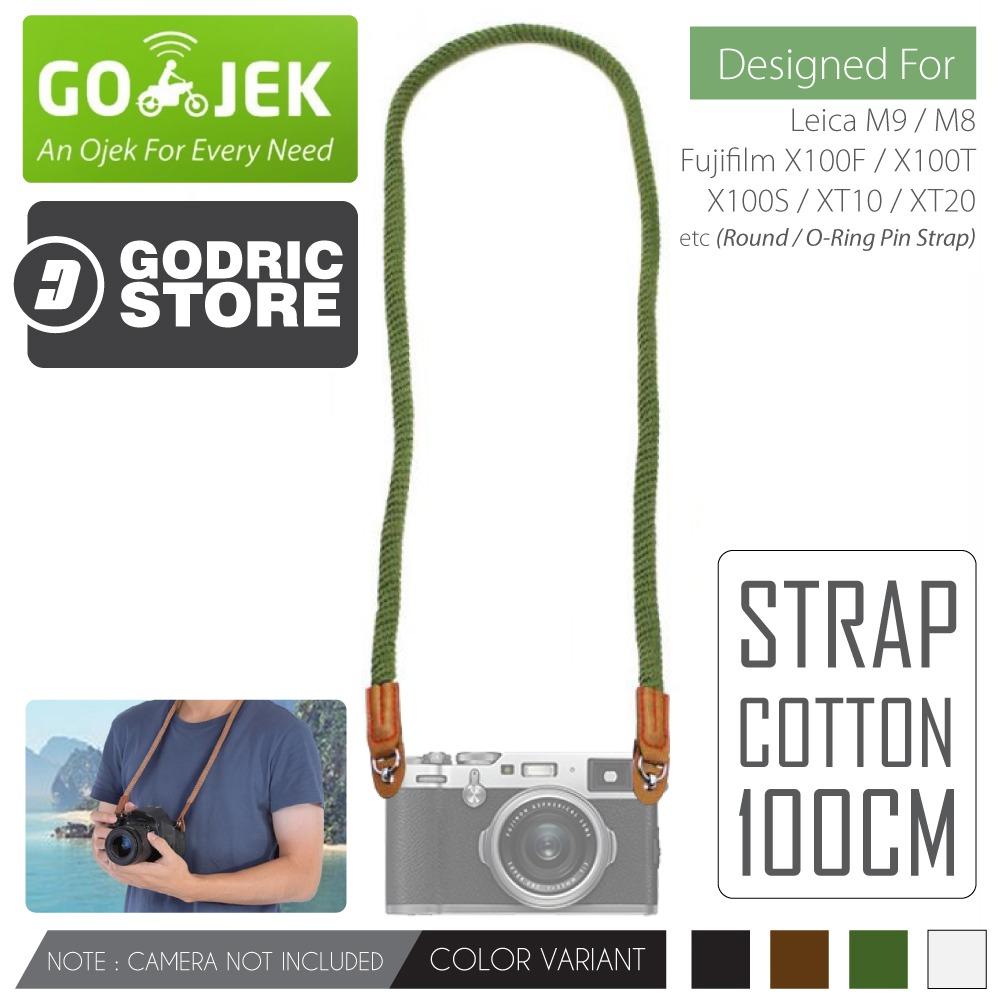 Godric Cotton Neck Strap Kepang Kamera Mirrorless Round Hole Leica M9 M8 / Fujifilm X100F X100T X100S XT10 XT20 etc - Hijau