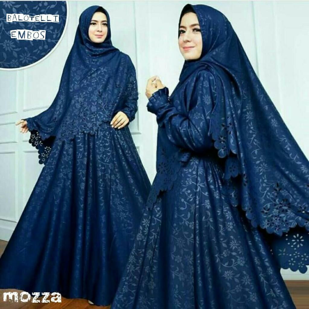 (TERBARU) gamis new mozza syari navy + 8 warna (putih)
