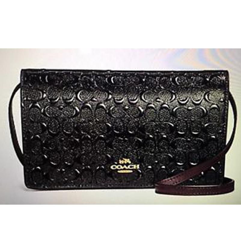 F15620 Foldover Crossbody Clutch Light Black Oxblood